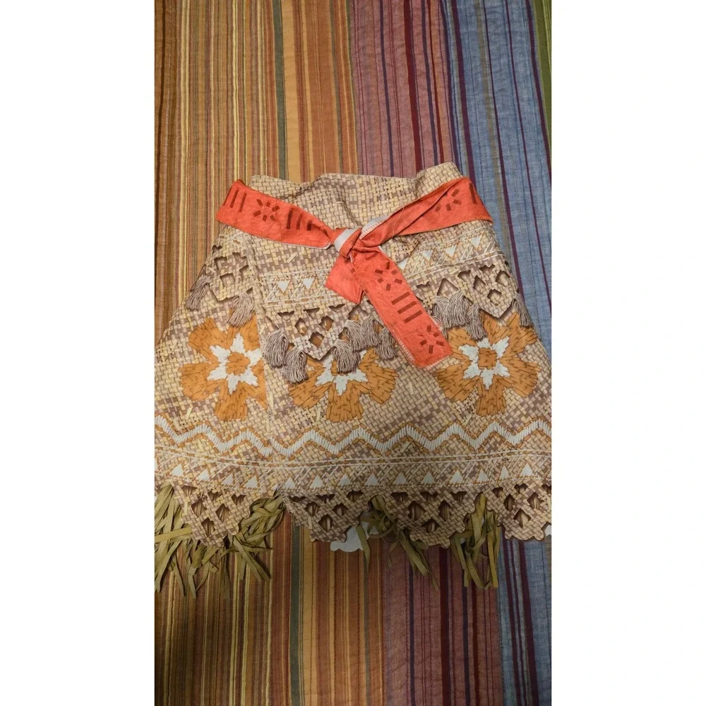 Disney Moana Costume Skirt Girls Sizes 4-6X Jakks Pacific Orange Tan Fringe